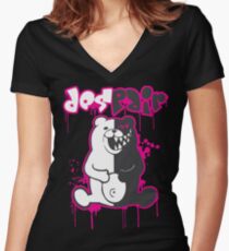 Camiseta entallada de cuello en V Danganronpa: Monokuma - Desesperación (rosa)