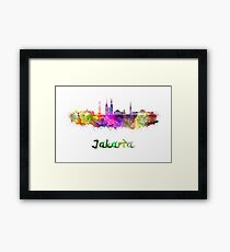 Jakarta skyline in watercolor Framed Print