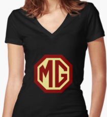 Classic Cars Logo - MG Women's Fitted V-Neck T-Shirt