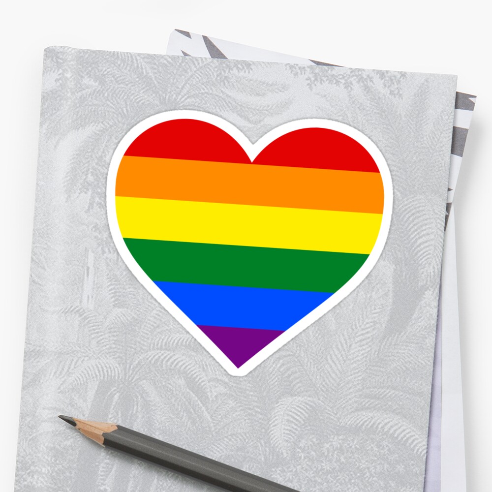 Gay Pride Flag Heart Shape Sticker By Seren0 Redbubble