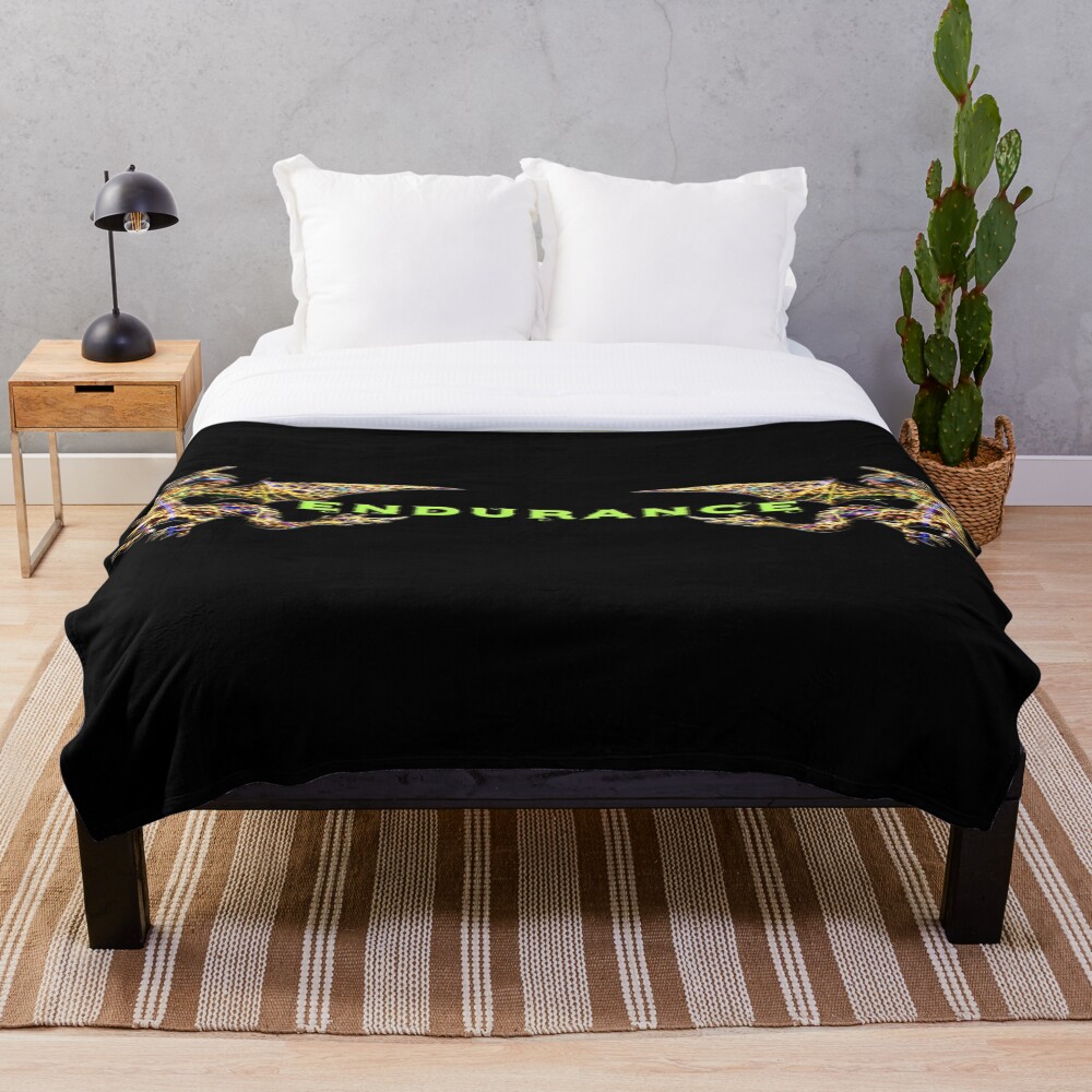 Endurance - Dragon Art Motivational Design on a throw blanket