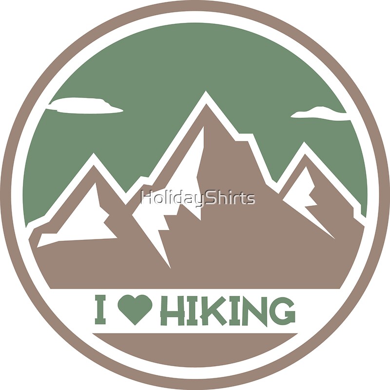 "I Love Hiking Mountain Logo" Stickers by HolidayShirts ...