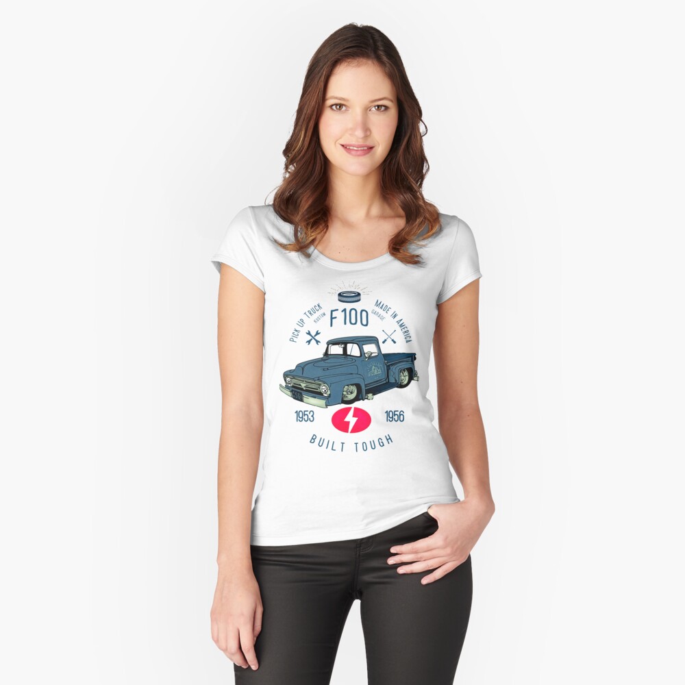 Ford F100 Truck Built Tough Tailliertes Rundhals-Shirt