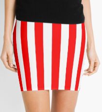 Red Vertically-Striped Mini Skirt