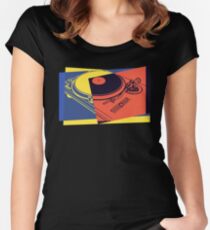 Vintage Turntable Pop Art Women's Fitted Scoop T-Shirt