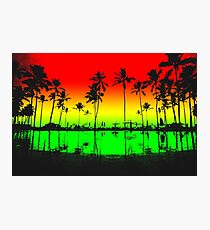 Rasta Colors Beach Silhouette Photographic Print