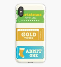 Blue and yellow retro cinema christmas tickets. Christmas shopping or entertainment iPhone Case