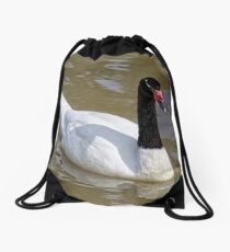 Black Necked Swan Drawstring Bag
