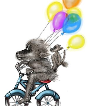 Artwork thumbnail, Balloon-Bearing, Bicycling Baboons by cheriedirksen