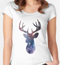 Galaxy Stag Women's Fitted Scoop T-Shirt