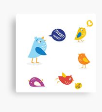 Colored twitter birds set. Twitter birds set in different colors Canvas Print