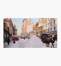 Piles of snow on Broadway, after storm, New York, ca 1905 Colorized Photographic Print