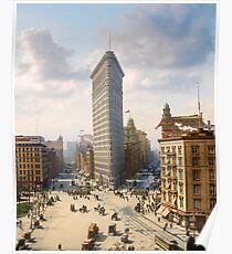 Flat Iron in New York City, ca 1903 colorized Poster