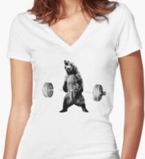 Grizzlybär-Kreuzheben Tailliertes T-Shirt mit V-Ausschnitt