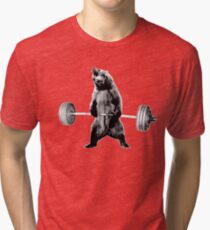 Grizzly Bear Deadlifting Tri-blend T-Shirt