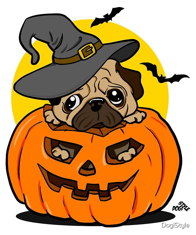 Halloween Cartoons Pug Dog Halloween Pillows