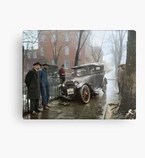 Auto Wreck in Washington DC, 1921. Colorized Metal Print