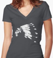 Whirling Horse Sioux Indian Chief Women's Fitted V-Neck T-Shirt