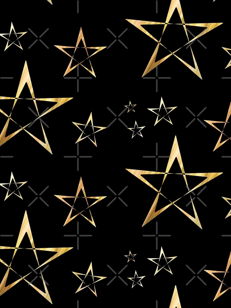 Golden Stars Print on Black by carriepotter