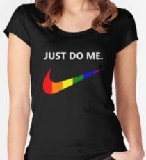 Just Do Me Rainbow Swoosh Women's Fitted Scoop T-Shirt