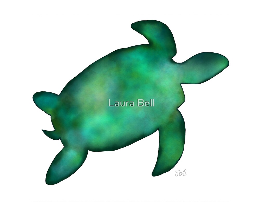 "Sea Turtle Silhouette in Vibrant Shades of Green