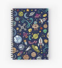 Cartoon Space Explorer Birthday Kids Theme Spiral Notebook