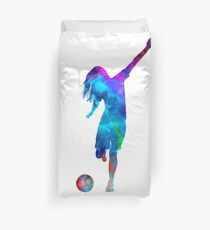 Woman soccer player 05 in watercolor Duvet Cover