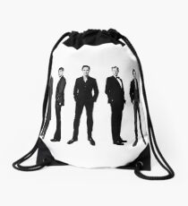 Sherlock cast in black and white Drawstring Bag