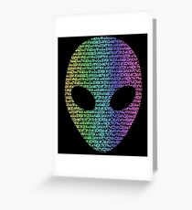 Coloured Alien Typograph Greeting Card