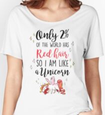 Rotes Kopf Einhorn Baggyfit T-Shirt