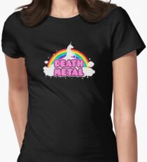 DEATH METAL! (Funny Unicorn / Rainbow Mosh Parody Design) Women's Fitted T-Shirt