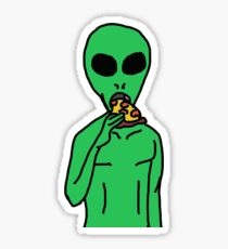 Pizza Slurping Alien Sticker