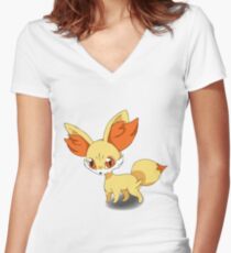 Fennekin Pokemon Women's Fitted V-Neck T-Shirt