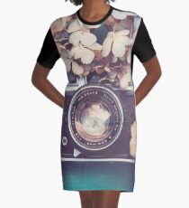 Camera & Hydrangea Graphic T-Shirt Dress