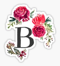 Floral Monogram Watercolor B Sticker