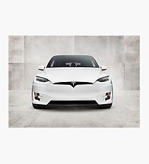 White 2017 Tesla Model X electric car front view art photo print Photographic Print