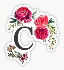 Floral Monogram Watercolor C Sticker