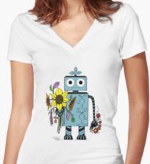 Lina The Robot Women's Fitted V-Neck T-Shirt