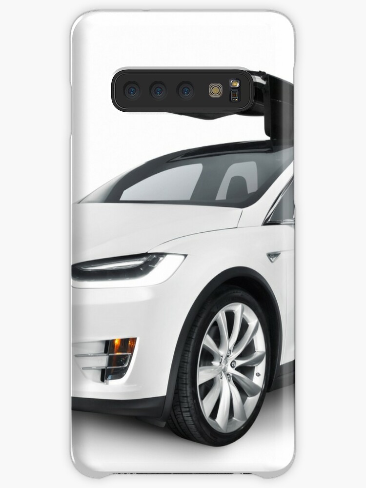 White 2017 Tesla Model X Luxury Suv Electric Car With Open Falcon Wing Doors Art Photo Print Caseskin For Samsung Galaxy By Artnudephotos