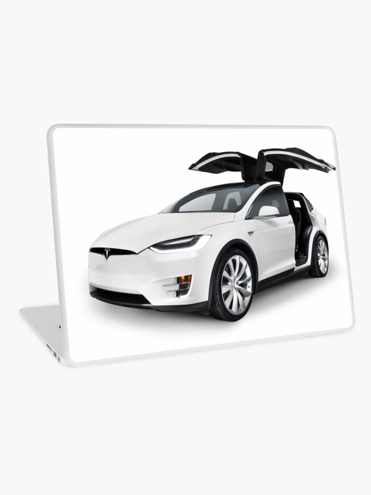 White 2017 Tesla Model X Luxury Suv Electric Car With Open Falcon Wing Doors Art Photo Print Laptop Skin