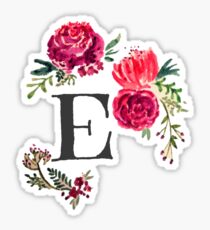 Floral Monogram Watercolor E Sticker