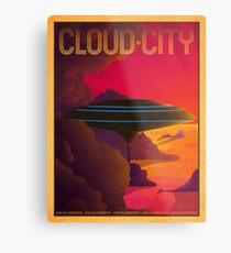 Cloud City Retro Travel Poster Metal Print