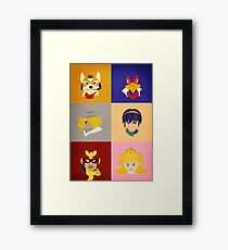 Smash Bros Melee Top Tier Faces Framed Print