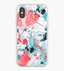 Watercolor Splatter of coral and blue iPhone Case