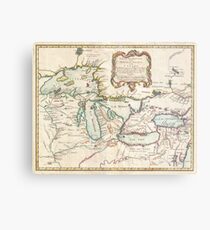 Vintage Map of The Great Lakes (1755) Metal Print