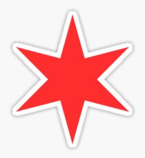 Chicago flag star sticker - red, six pointed Sticker