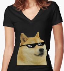 DOGE Women's Fitted V-Neck T-Shirt