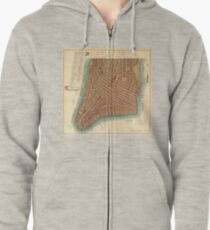 Sudadera con capucha y cremallera Vintage Map of Lower New York City (1807)