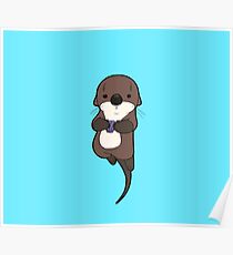 Cute otter holding a shell Poster
