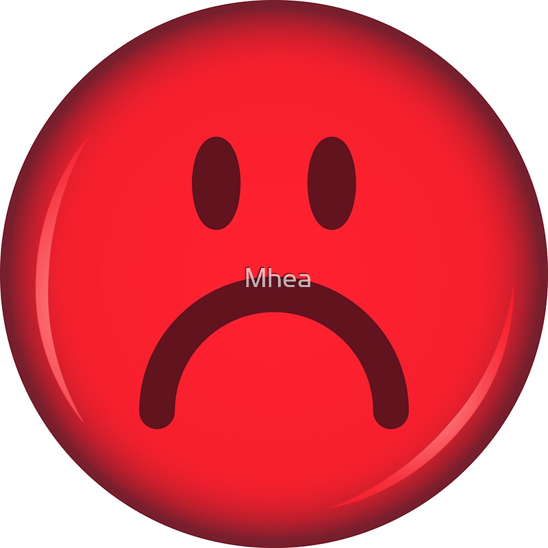 "Red, unhappy smiley face sticker" Stickers by Mhea Redbubble